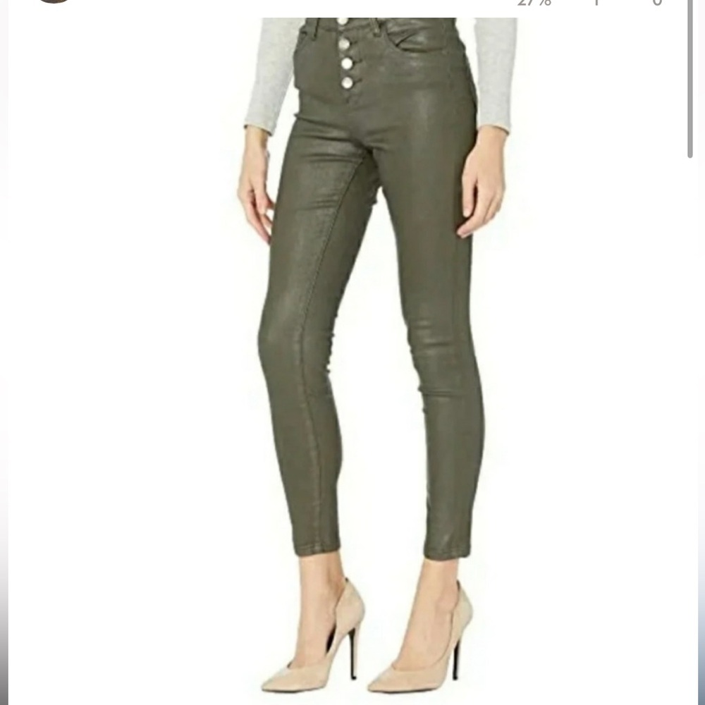 BLANK NYC The Great Jones Coated Skinny Jeans Size 29 color olive